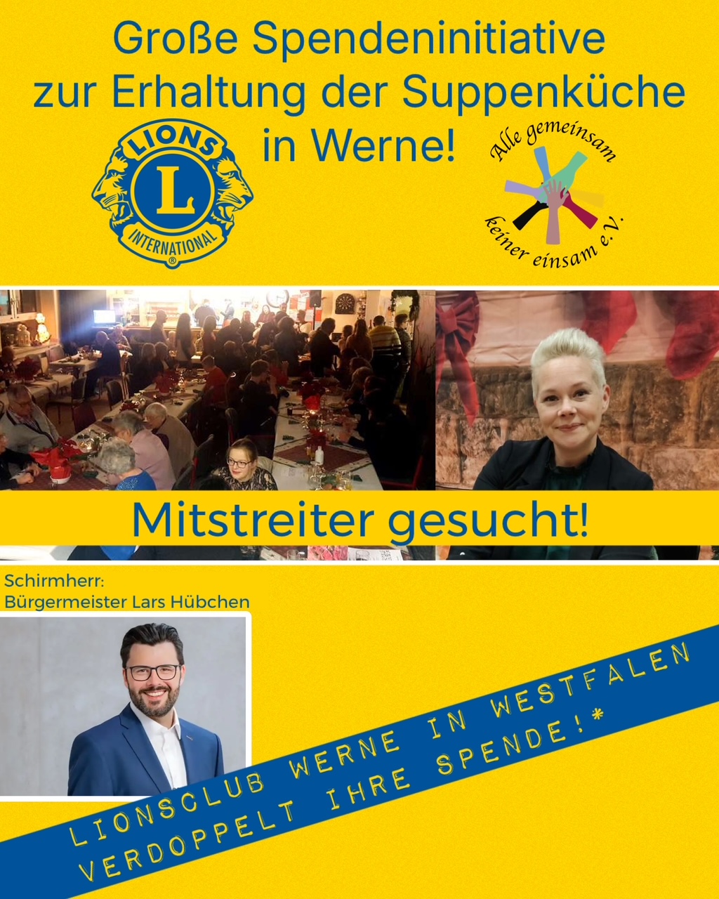 Lions Club Werne verdoppelt die Spende für den Verein "Alle gemeinsam keiner einsam"